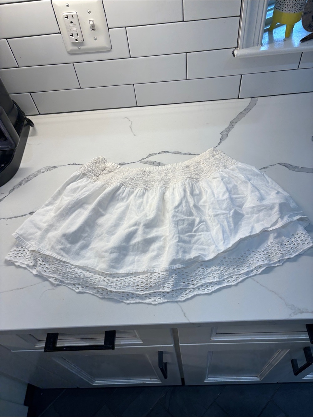 Epic Threads White Eyelet Trim Smocked Waist Circle Skirt